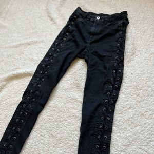 H&M jeans with tie up lace on the sides